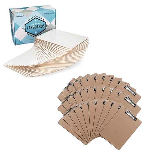 Bundle! Dry Erase Lapboards (30 Pack) + Brown Letter Size Clipboards (30 Pack)