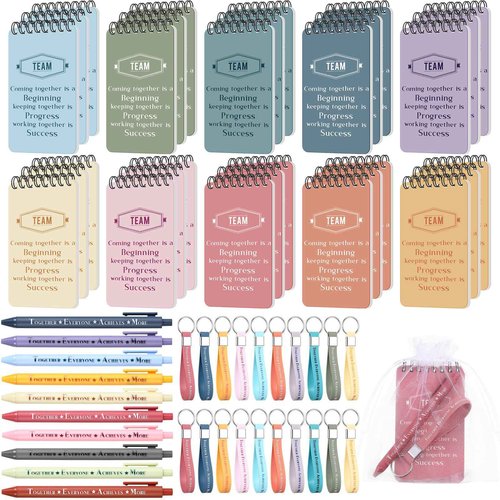 Jetec 120 Pcs Employee Appreciation Thank You Gifts Bulk for Coworker Birthday Christmas Gifts Include Mini Notebooks Pens Thank You Keychains with Organza Bags