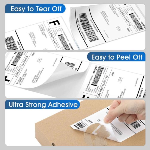 MaxGear 4" x 6" Direct Thermal Labels, 4000 Fanfold Labels, for Shipping & Mailing, Perforated White, Commercial Grade with Permanent Adhesive, Compatible with Most Thermal Printers,8 Stack