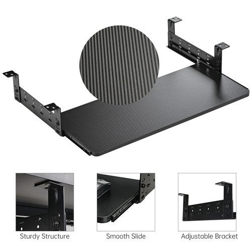 EUREKA ERGONOMIC Adjustable Keyboard Tray Under Desk, 28x11 Inch Large Slide Out Keyboard & Mouse Platform Tray, Wooden Pull Out Computer Keyboard Drawer for Typing Home Office Desk, Black