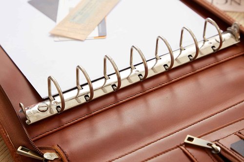 7-Ring Zippered Checkbook Binder for Business Checks - Premium Leather Portfolio Holds 600 Checks (9"x13") - Personalized Name/Logo for Men & Women