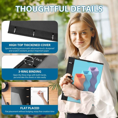 Telescoping 3 Ring Binder 4PCS Assorted Colors +1 Inch Telescoping 3 Ring Binder 4PCS Black