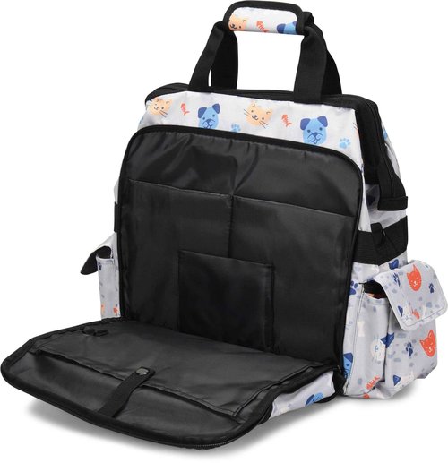 Nurse Mates Ultimate Nursing Bag | Multiple Compartments | Laptop Pocket | Durable Zippers | Furry Faces