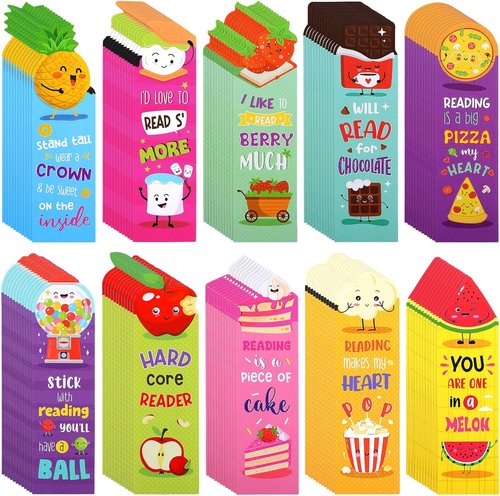 Eersida Scratch and Sniff Scented Bookmarks - 120 Assorted Fruit & Food Themes for Kids & Teens
