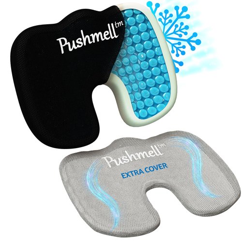 Gel & Memory Foam Seat Cushion for Tailbone & Sciatica Pain Relief – Ergonomic Office Chair & Car Seat Cushion – Chair Cushions for Desk & Home – Includes Bonus Extra Cover
