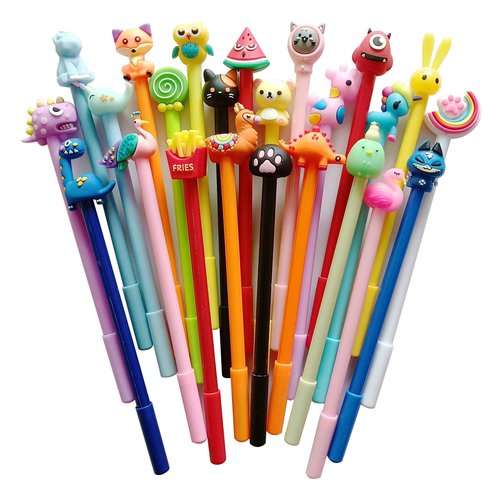 sencoo Cute Cartoon Erasable Black Gel Ink Pens Kawaii Pens for Birthday Present School Prize Students Gift Kids Pens Random Style (100 pens + 100 refill + 1 notebook)