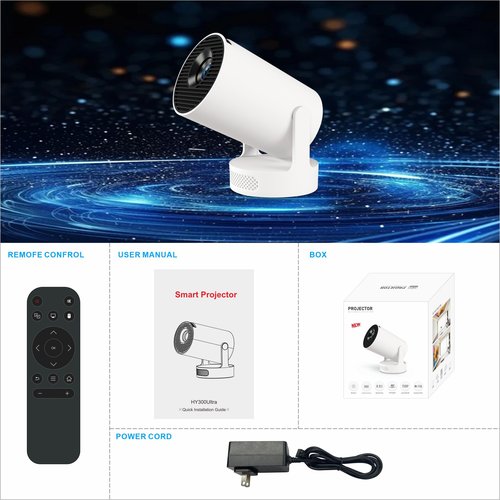 XIAOHUI Mini Projector, 2025 Portable Smart Projector with WiFi and Bluetooth, 1000 Lumens, 150-inch Display, LCD LED Technology