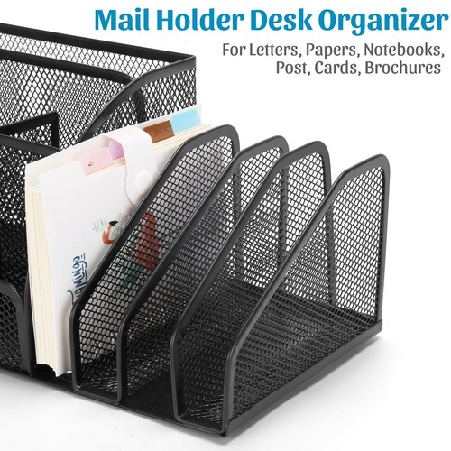 SANWICH Mesh Desk Organizer Set Office Accessories Desk Organization with multiple Compartments For Desktop Organizer,Mesh Pen Holder and Organizer (Black)