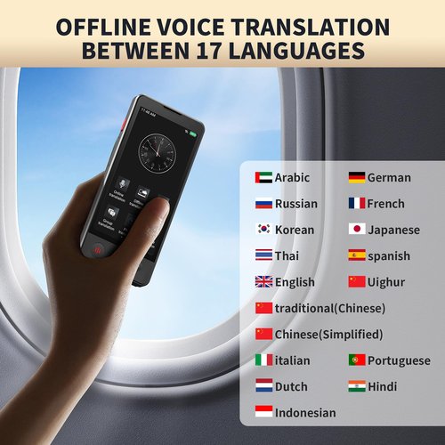 AI Language Translator Device, 2025 Upgraded Translator No WiFi Needed, Support ChatGPT, Voice Instant Two-Way 138 Language Translator, Offline/Recording/Photo Translation for Business Travel