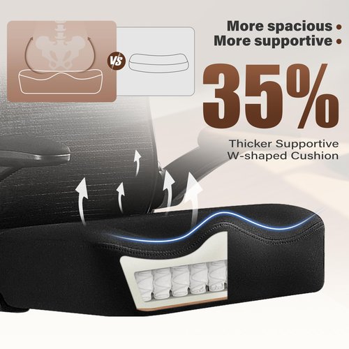 400LBS Drafting Chair, Tall Office Chair with Adjustable Lumbar Support&Footrest Ring, Comfy Extra Deep W-Shape Thicken Cushion, Breathable Mesh Standing High Desk Chair with Padded Flip-up Armrests