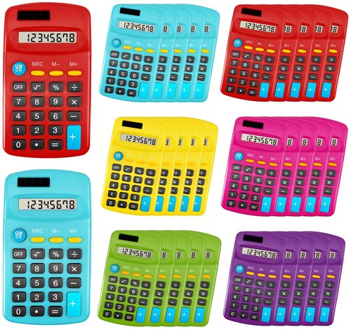 Enjamyo 18 Pieces Pocket Calculators,Pocket Mini Calculators,8 Digit Display Basic Calculator,Solar Battery Dual Power Function Calculator for Students Kids Home Office (Multicolor, 18 Pieces)
