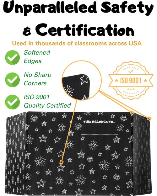 25 Plastic Privacy Folders for Students — Durable — Black Desk Dividers for Students, Easy-Store Privacy Shields for Student Desks, Testing for Classroom, Test Dividers