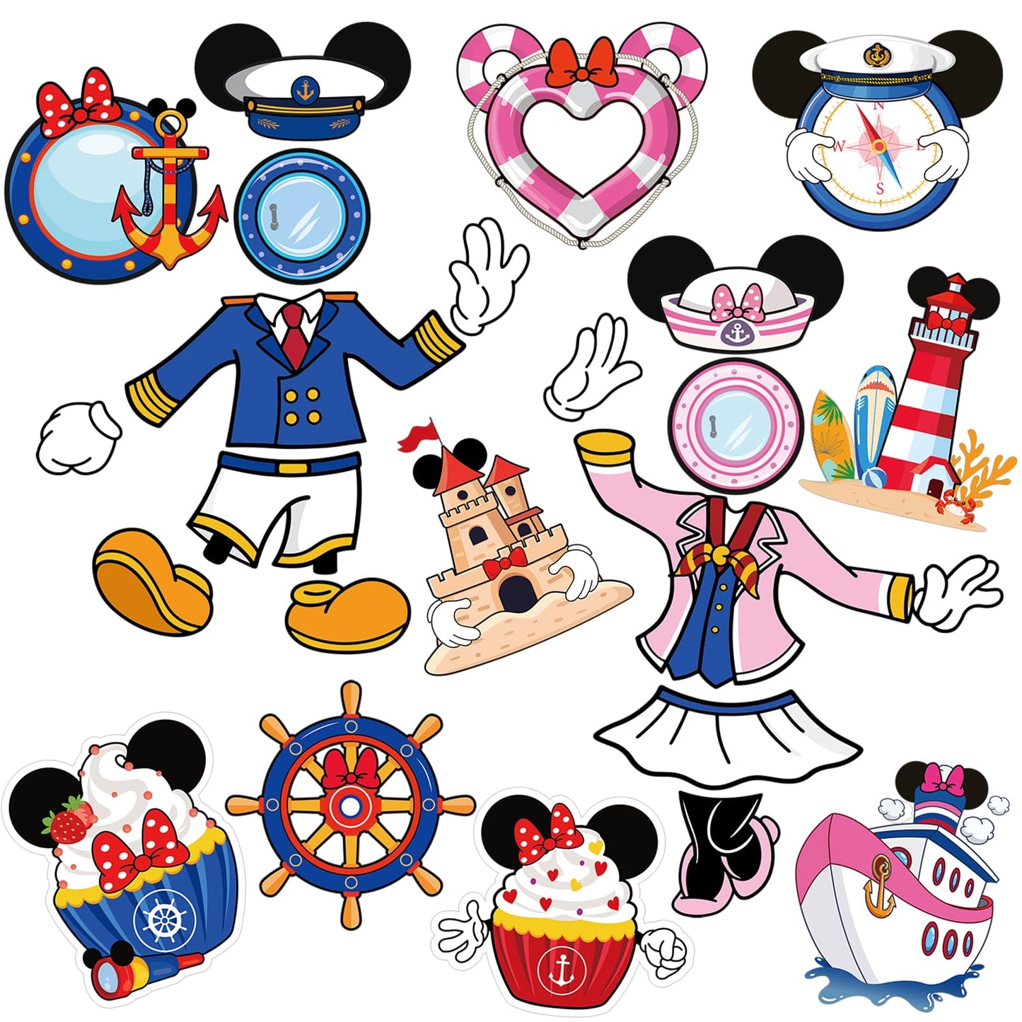 RiVolTa Mouse Cruise Door Magnets - 24 Pcs Cute Ship Cabin Decorations Magnetic Stickers Personalized Funny Cartoon Animal Anchor Stateroom Decals Carnival Birthday Holiday Party Accessories Car Decor