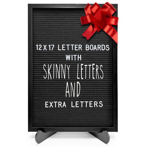 Letter Board Sign Skinny Felt Board with Pre Cut Letters 12x17 Inch, Baby Announcement Board Sign Black Changeable Message Board