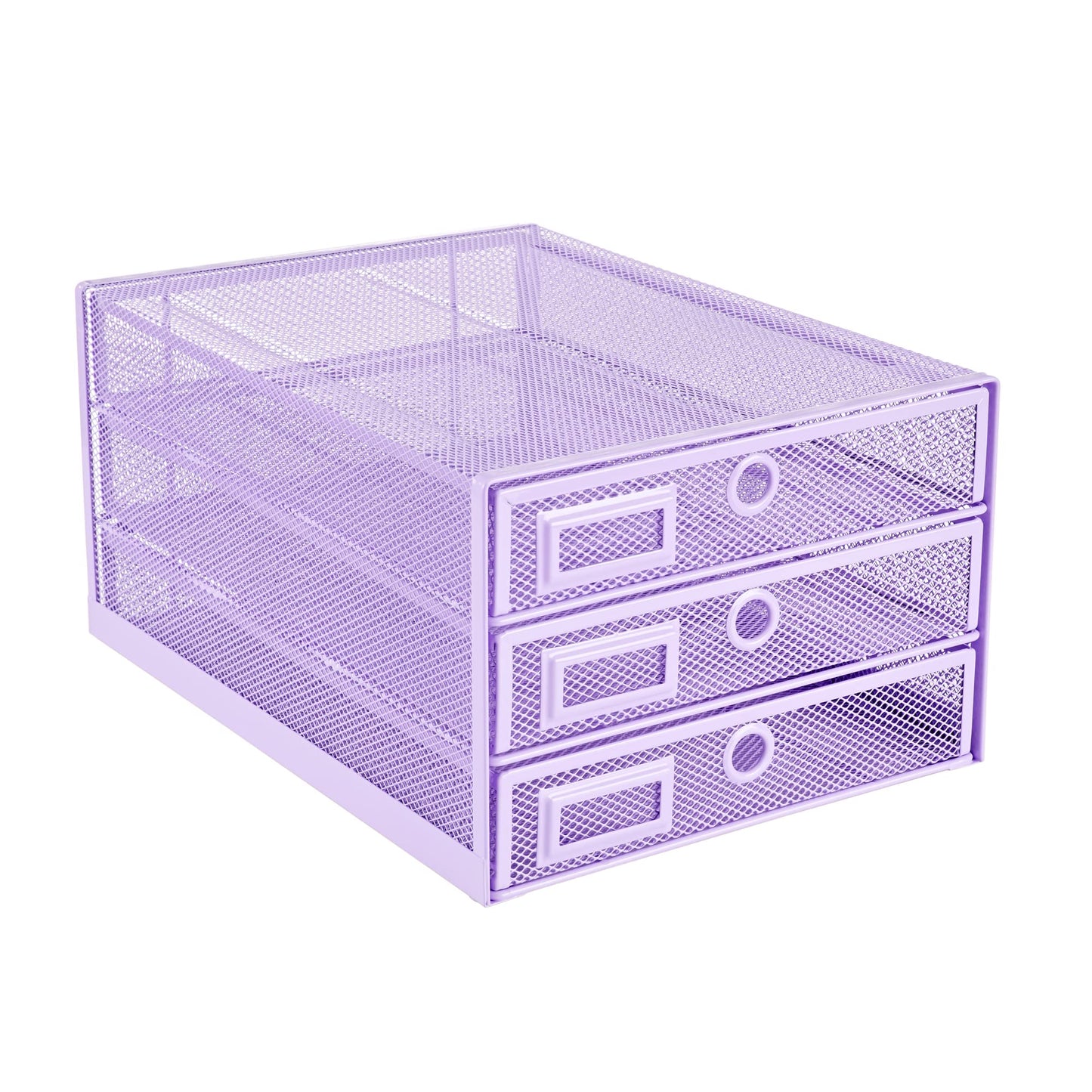 Annova Desk Organizer Wire Mesh 3 Tier Sliding Drawers Paper Sorter/Multifunctional/Premium Solid Construction for Letters, Documents, Mail, Files, Paper, Kids' Art Supplies (Light Pink)