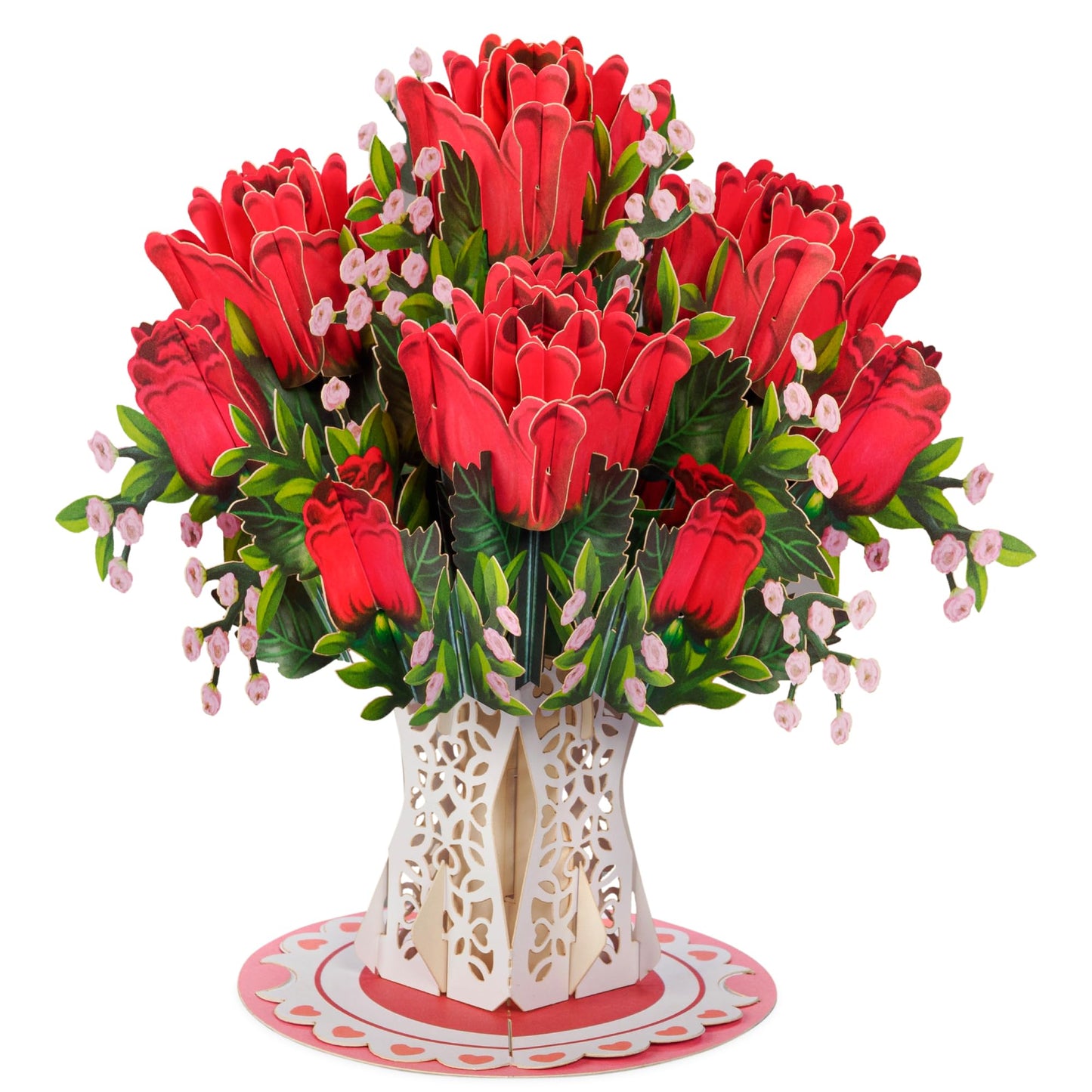 Paper Love 3D Lovely Roses Flower Bouquet Pop Up Card, with Forever Keepsake, Gift for Birthday, Wedding, Anniversary, Graduation, Get Well, Thank You, Mothers Day, Valentines Day, All Occasion - Oversized 10" x 7" Cards - with Envelope And Note Card