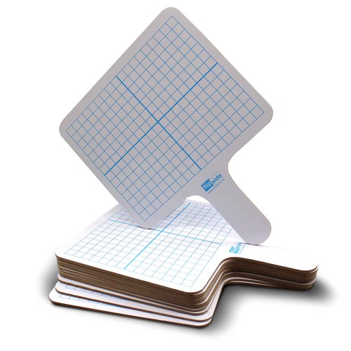 Flipside Products Two Sided Rectangular Graph Dry Erase Answer Paddles with Black Dry Erase Marker And Erasers, Auction, Handheld Whiteboard, Handle Response Board, 36 Pieces, Math Practice, Set of 12