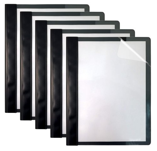 Better Office Products Ultra Durable Clear Front Report Covers, 25 Per Box, Letter Size, Black, Poly Back Cover, with Fasteners, Lay Flat, Box of 25