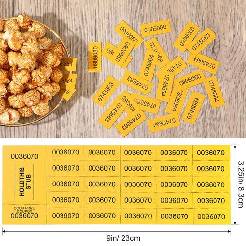 Kosiz 2000 Sheets Raffle Ticket 25 Bid Chinese Auction Tickets Tricky Tray Basket Raffle Sheets for Back to School Class Rewards Carnival Door Prizes Events(Dark Yellow)