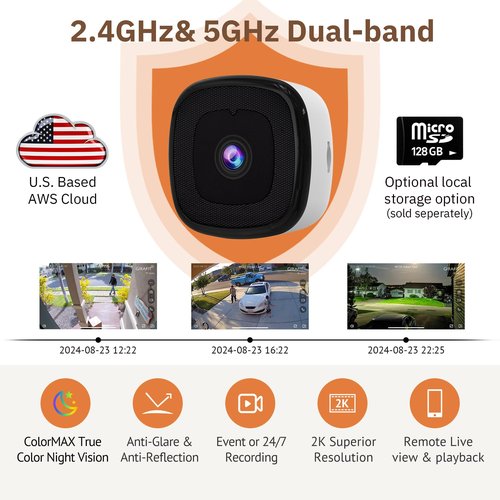 Girafit 2K Window Camera,2.4GHz & 5GHz WiFi Indoor Cameras for Home Security with ChroMax Al Color Night Vision,Person & Motion Detection,Easy & Quick Install(4 Pack)