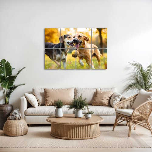 Art Acoustic Panels lovely dog portrait public park Dog Playful Playing Animals Public Acoustical Soundproof Wall Panel with Self-Adhesive Decorative Sound Absorbing Panel Acoustic Treatment