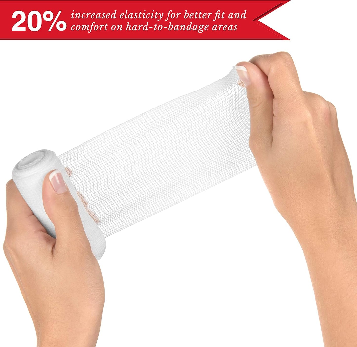 Swiss Safe Long Elastic Stretch Gauze Rolls - 4 Inch x 8 Yards | 24 Pack for Enhanced Wound Care