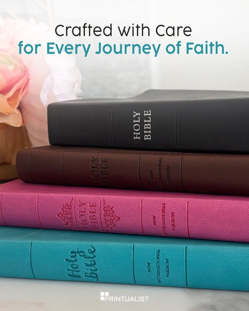 Personalized Gift Bible, NIV Value Thinline, Large Print, New International Version, Custom Gold or Silver Text, Pink