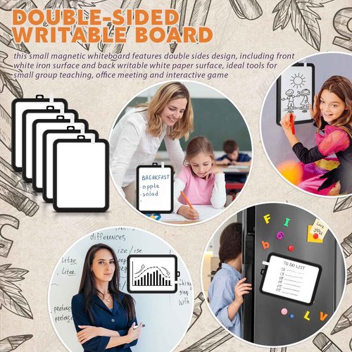 Outus 24 Pcs Mini White Board Bulk 8.5 x 11'' Small Magnetic Whiteboard Dry Erase Double Sided Writable Whiteboard Clipboard Pocket Sized Erasable Notepad(Black Frame)