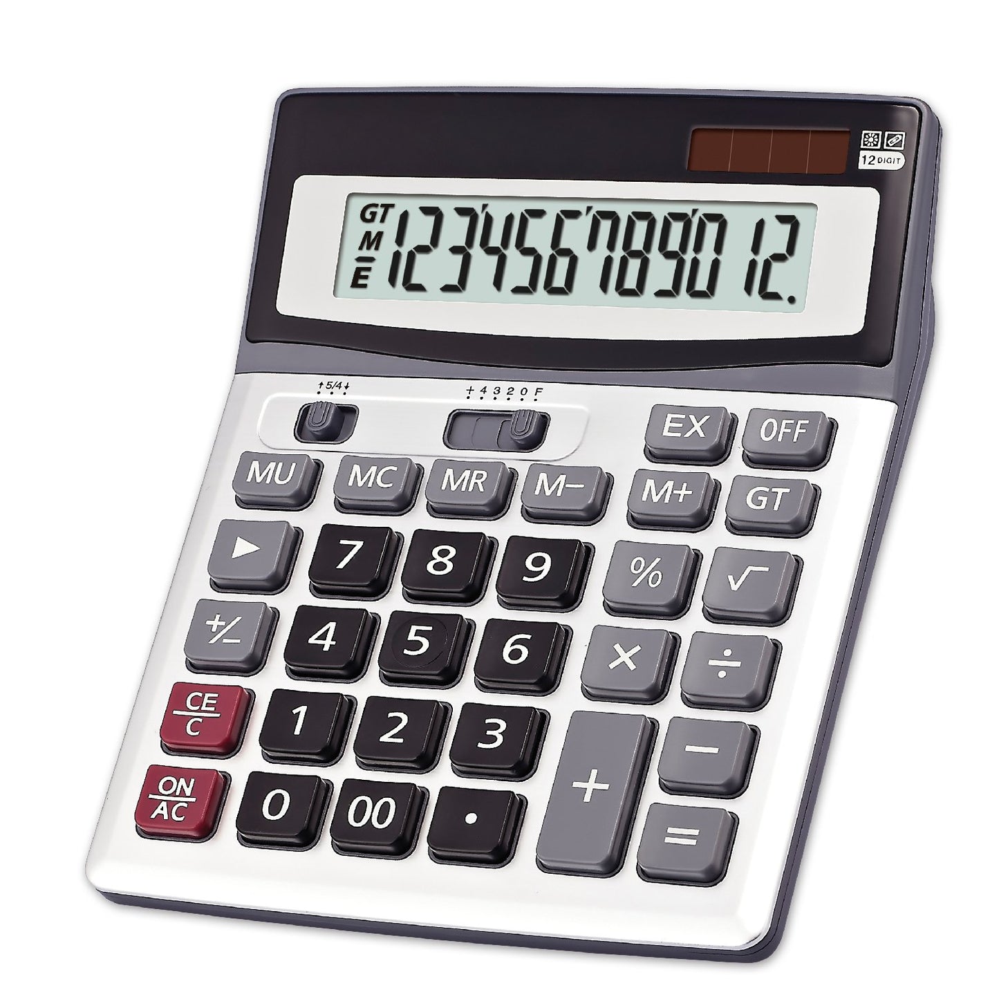 OFFIDIX Large Key Dual Power Electronic Calculator, Portable 12 Digit Large LCD Display Desk Calculator for Daily and Basic Office