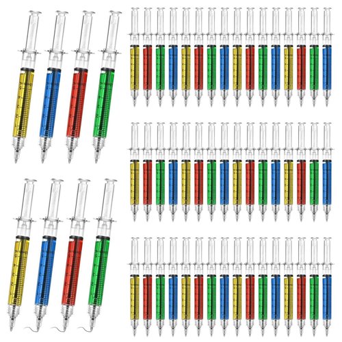 Tideme 200 Pcs Syringe Pens Bulk, Retractable Fun Nurse Pens, Multi-Color Novelty Ballpoint Pens, Pretend Party Favors, Nursing School Supplies, Unique Gifts for Nurses, Doctors, Black Ink (200)