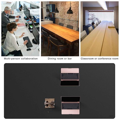 Cacoy PU Leather Desk Mat, 78.8" x 39.4" Huge Size Meeting Desk Pad Blotters Protector, Waterproof Computer Table Cover Mat, Large Keyboard Mouse Pad for Desktop, Office Meeting Table Mat (Black)