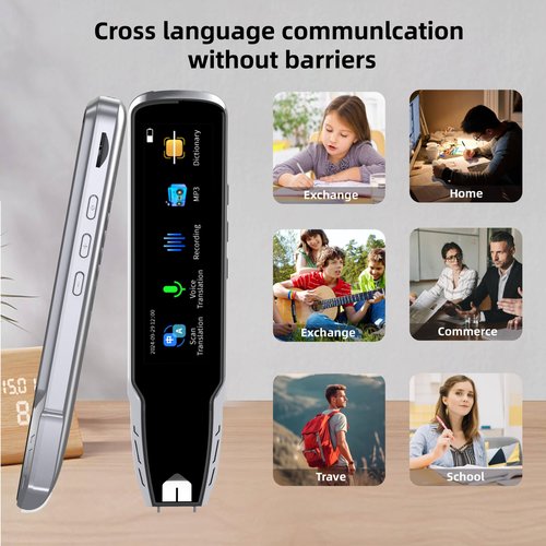 Translator Pen for Dyslexia & Language Learning - 112 Languages Voice Translation Device with Offline Mode, Text Excerpt & Portable Scan Reader Pen for Kids/Adults (Grey)