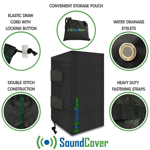 The Original Light Outdoor Speaker Covers for C-Bracket Mounted Speakers – Premium 210T Polyester with Silver UV Protective Coating – Water-Resistant, All-Weather Protection – Medium Size (Set of 2)