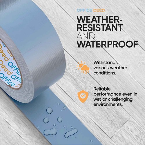 Office Deed Duct Tape Heavy Duty Waterproof, 30 Yards x 2 Inch, 12-Roll Pack, All-Weather Grey Duct Tape Bulk, Strong, No Residue, Industrial and Professional Use