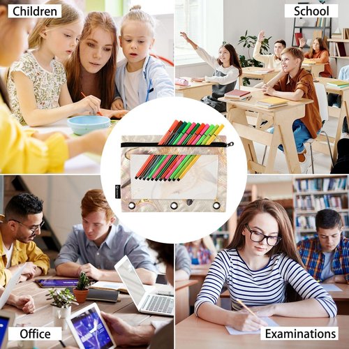 MUCEXQ Fox Pencil Pouches for 3 Ring Binder,2 Pack 3 Ring Binder Pencil Case With Zipper Reinforced Grommets,Pencil Bags for Office Organizers
