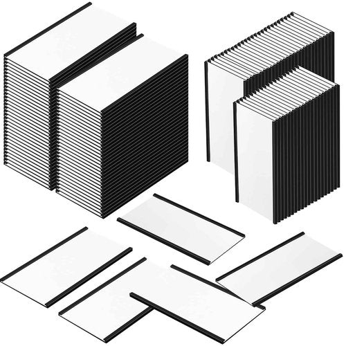 Resurhang 300 Pcs Large Magnetic Label Holder 4 x 2 Inch C Channel Magnetic Label with 300 Protective Film 600 Replacement Paper Strip Holder for Back to School Classroom Metal Rack Shelf Cabinet