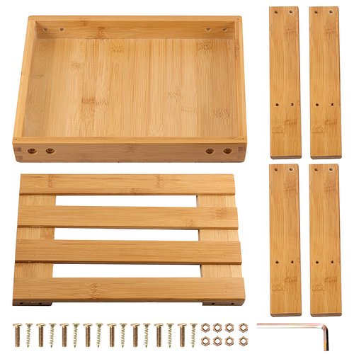 HOIGON 2 Pack 13 Inches Bamboo Step Stool, Bamboo Foot Stool with Storage Shelf, Non-Slip Stepping Stools for Home, Garden,Bathroom