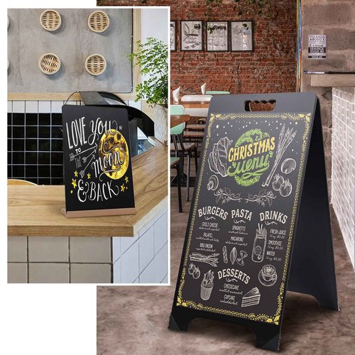 BIHAIT 16x32 Double-Sided A-Frame Chalkboard Sign with 8x12 Chalkboard, Liquid & Solid Chalk Markers, Wedding & Event Signage