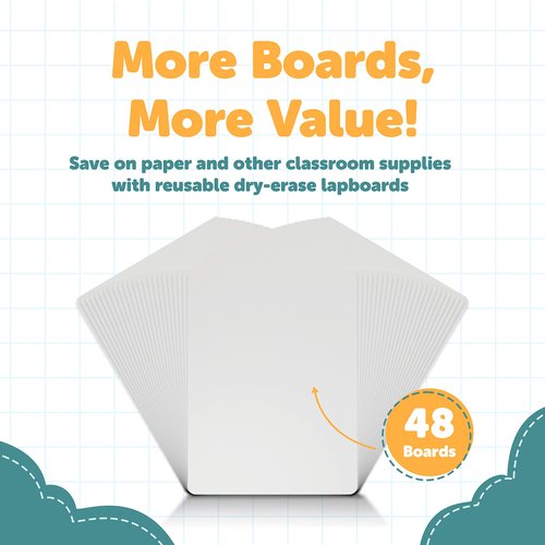Dry Erase Lapboards - Pack of 48 Whiteboard Set - 9x12 - Student Single Sided - Improve Children's Classroom Learning with Reusable, Durable, Portable White Boards