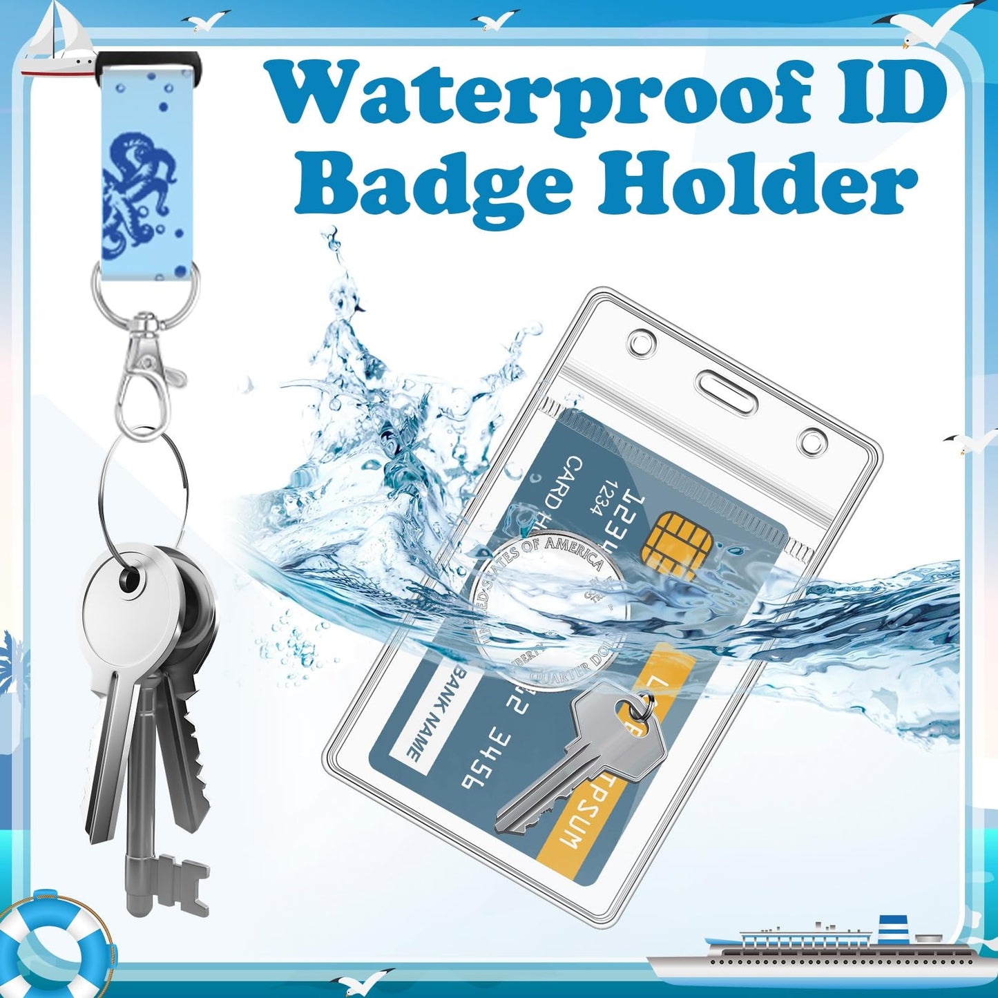HONSIO 6 Pack Cruise Lanyard for Ship Cards Detachable Lanyards with Waterproof ID Badge Holders, Ocean Creature 2026 Cruise Essentials Accessories