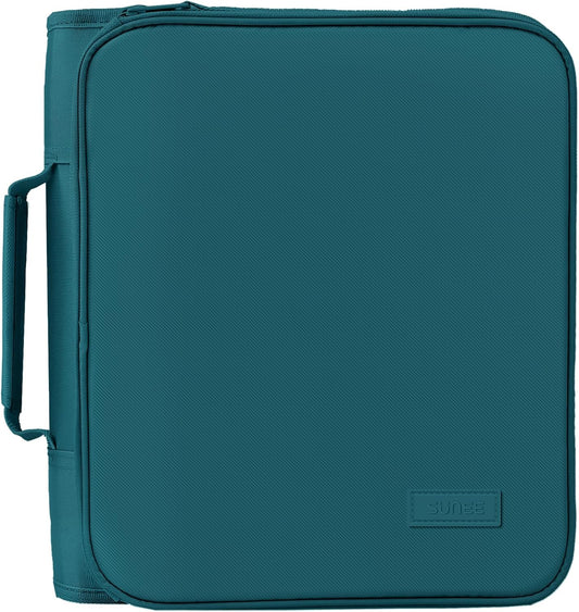 SUNEE Zippered Binder Bag - 2-Inch 3-Ring O-Ring, 500-Sheet Capacity, Multi-Pocket Organizer | Deep Teal-Green