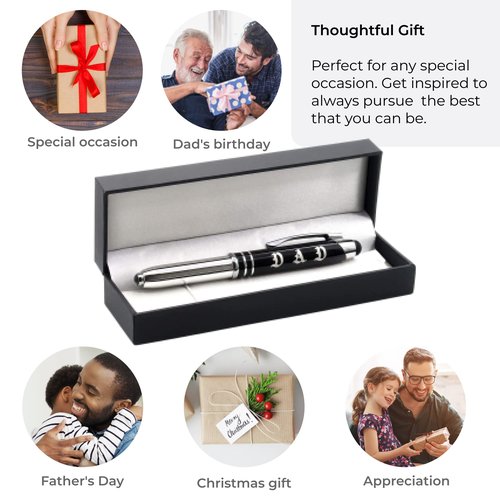 Inkstone DAD Engraved Multi-function Luxury Gift Pen with Flashlight, Touch Stylus, and Writing Tip - Father's Day Christmas Birthday Gift Idea for Dad from Son Daughter