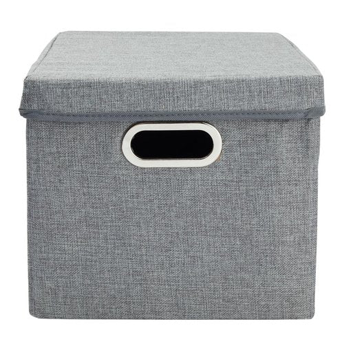 Stockroom Plus 2 Pack Decorative File Boxes Storage with Lids, Filing Organizer Hanging Document Container, Gray, 15.4" x 12.4" x 10"