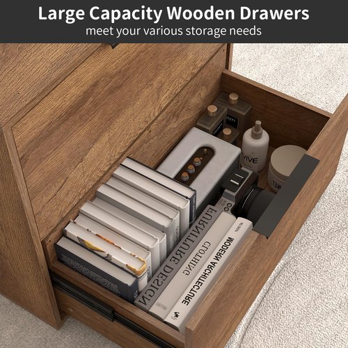 LUCYPAL 2 Drawer Lateral File Cabinet,Lateral Filing Cabinets for Home Office,Wooden Filing Cabinets Printer Stand for Letter Size Files,Brown 27.56" W x 14.57" D x 24.02" H