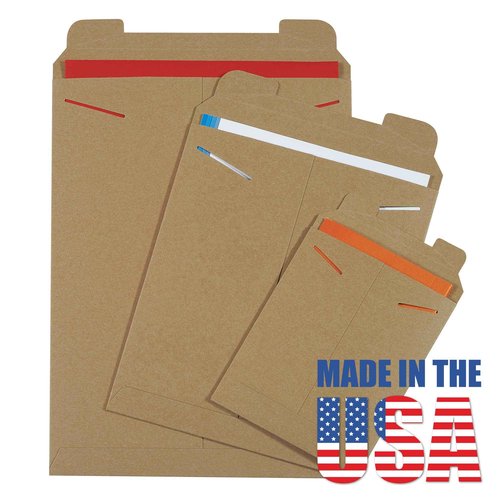 Box USAFlat Mailer13"L x 18"W 100-Pack Kraft,Stayflat Mailer Envelope Durable Lightweight Rigid Mailers for Documents, Photos, Artwork, Shipping & Document Storage 13x18 18x13