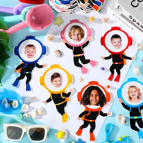 gisgfim 80Pcs Summer Cutouts Diving Suit Decorations Under the Sea Bulletin Board Ocean Diver Paper Cut-Outs Classroom Decor for Boy Girl DIY Craft Photo Wall Kindergarten Preschool Party Favor Supply