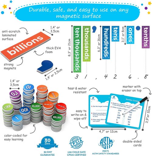 Simply Magic 246 PCS Magnetic Place Value Discs Set - Engaging Math Manipulatives for Learning
