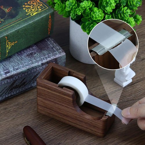 Buqoo 3 Piece North American Black Walnut Wood Desk Organizer Set with 3x3 inch Sticky Note Holder and Tape Dispenser & Pen Holder for Office Desk Accessories & for Schoo N Home Office Supplies Kit