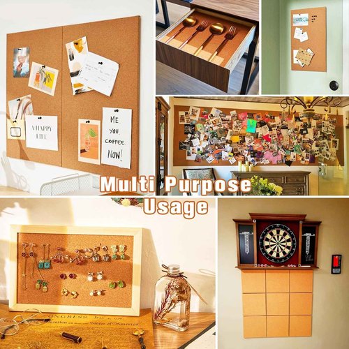 Cork Board Roll 48" x 36", 1/4" Thick Non-Adhesive Decorative Large Corkboard Bulletin Board Sheet for Walls/Office, ZHIDIAN 4' x 3' Premium Frameless Natural Cork Board for DIY Projects