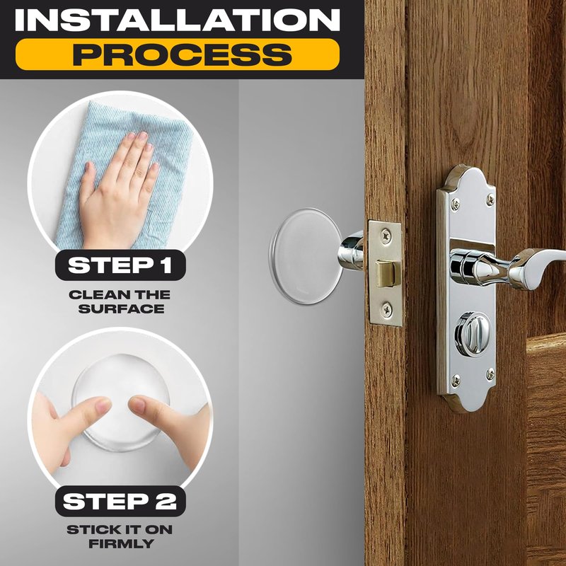 Clear Door Stoppers - Large 3.15" (8 Pack) - Door Stoppers for Wall with Strong Back Adhesive - Quiet and Shock Absorbent Silicone Wall Protectors from Door Knobs - Protects Every Surface